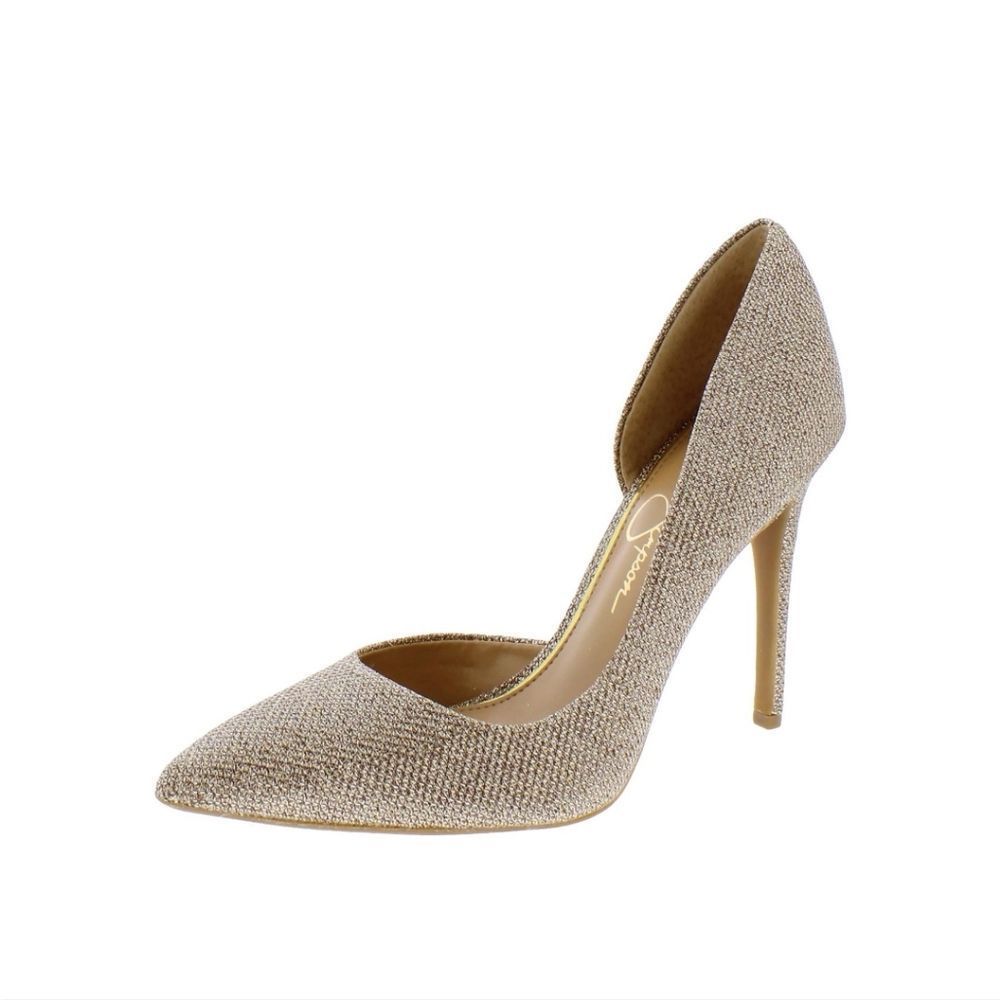 Jessica Simpson Gold Sparkle Prizma D'Orsay Pointed Toe Heels